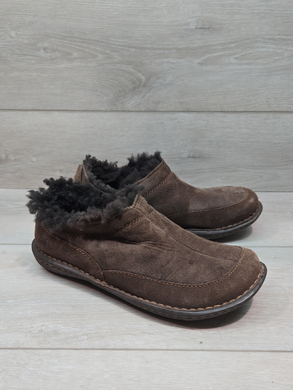 Born Women Mary Jane Leather Dyed Shearling Clog Shoes Sz 8
